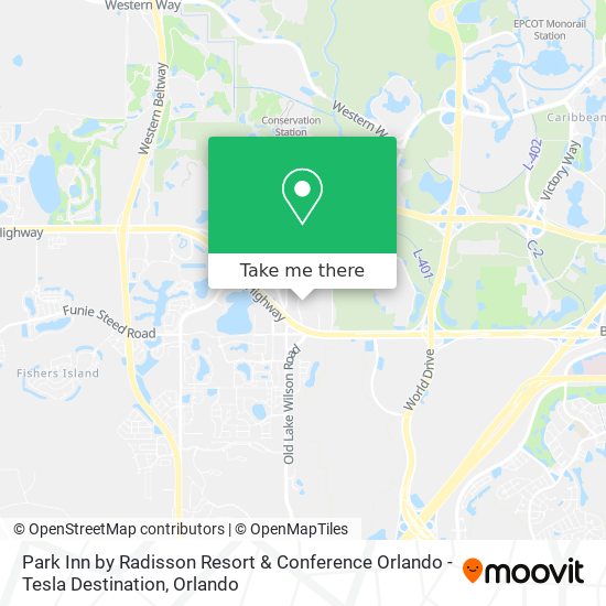 Mapa de Park Inn by Radisson Resort & Conference Orlando - Tesla Destination