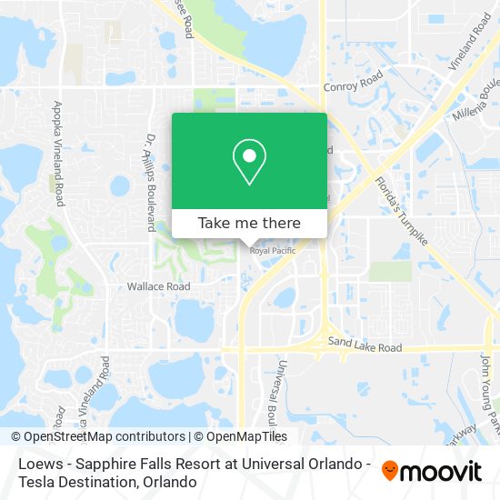 Mapa de Loews - Sapphire Falls Resort at Universal Orlando - Tesla Destination
