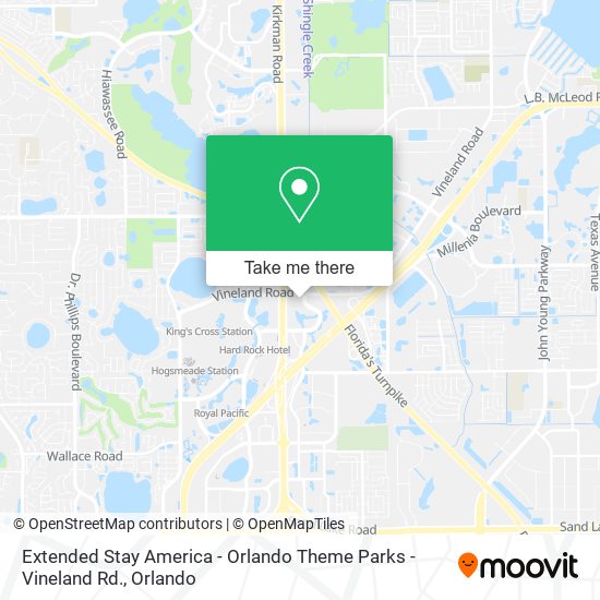 Extended Stay America - Orlando Theme Parks - Vineland Rd. map