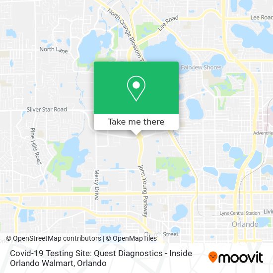 Mapa de Covid-19 Testing Site: Quest Diagnostics - Inside Orlando Walmart