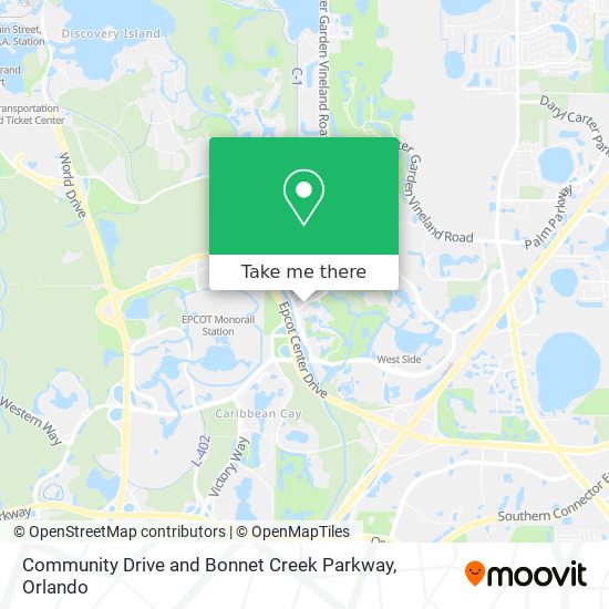 Mapa de Community Drive and Bonnet Creek Parkway