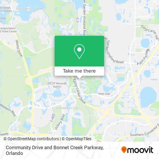 Community Drive and Bonnet Creek Parkway map