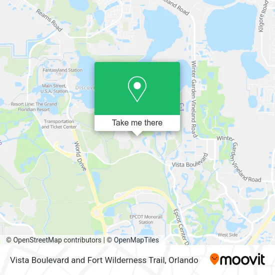 Vista Boulevard and Fort Wilderness Trail map