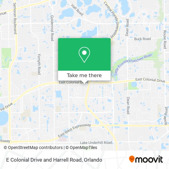 E Colonial Drive and Harrell Road map