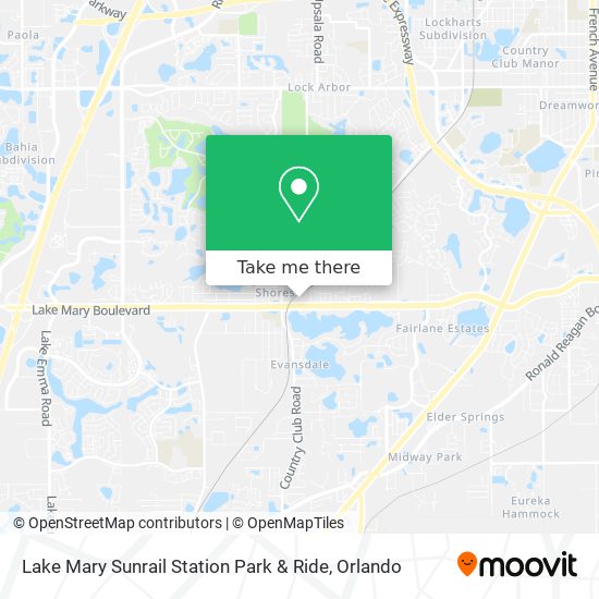 Lake Mary Sunrail Station Park & Ride map