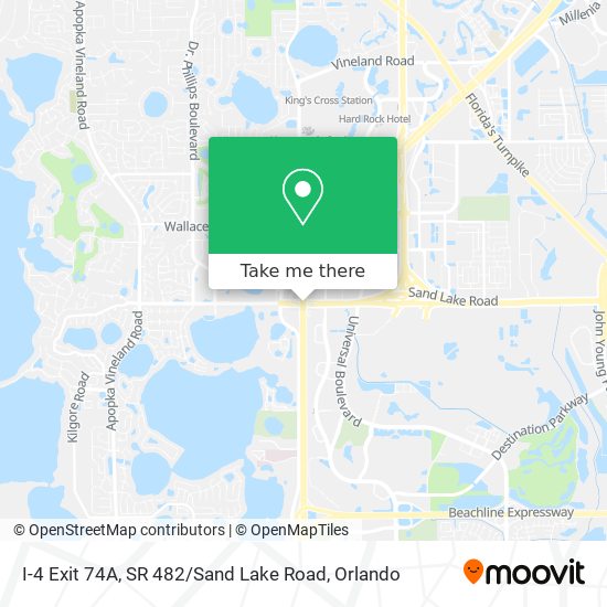 I-4 Exit 74A, SR 482 / Sand Lake Road map