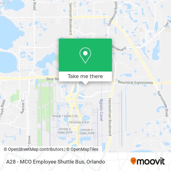 Mapa de A28 - MCO Employee Shuttle Bus