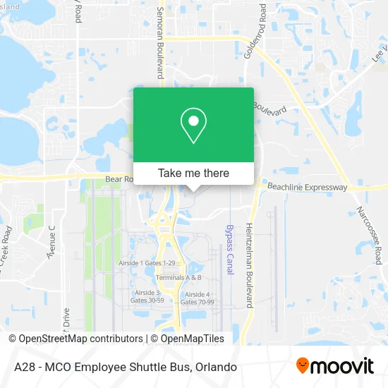 A28 - MCO Employee Shuttle Bus map