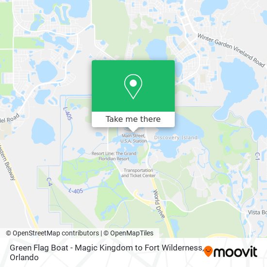 Green Flag Boat - Magic Kingdom to Fort Wilderness map