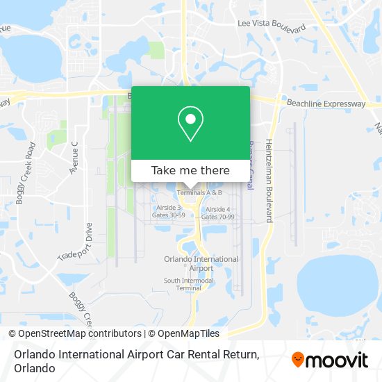 Orlando International Airport Car Rental Return map