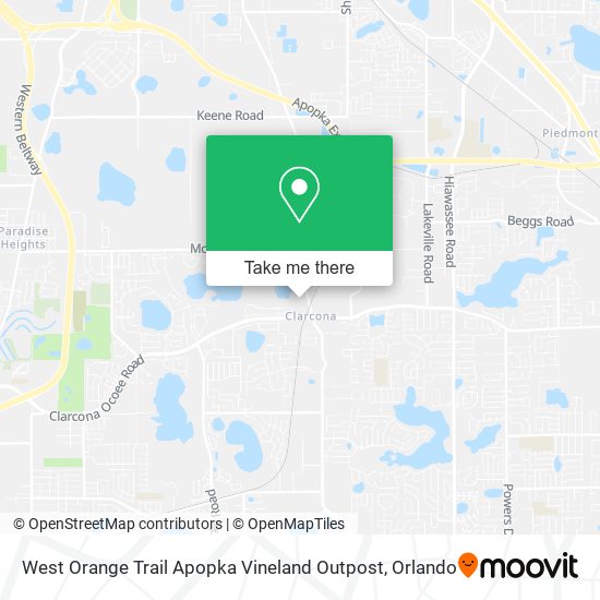 West Orange Trail Apopka Vineland Outpost map