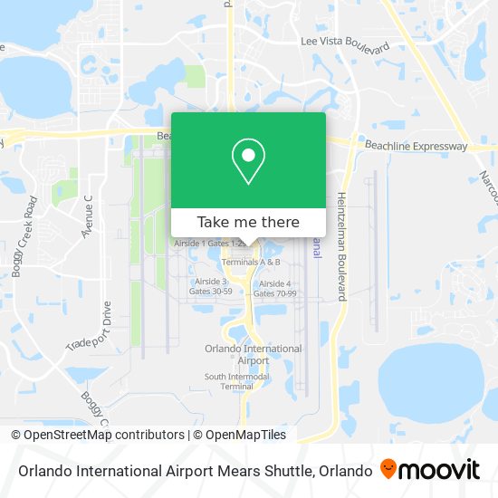 Mapa de Orlando International Airport Mears Shuttle