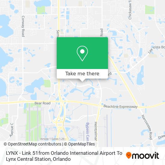 LYNX - Link 51from Orlando International Airport To Lynx Central Station map