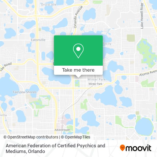 American Federation of Certified Psychics and Mediums map