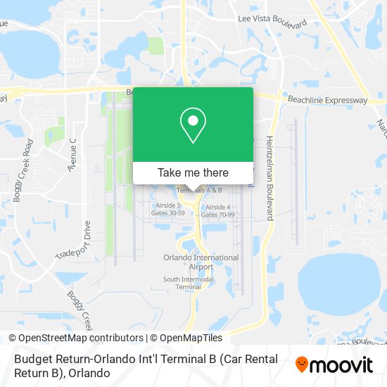 Budget Return-Orlando Int'l Terminal B (Car Rental Return B) map