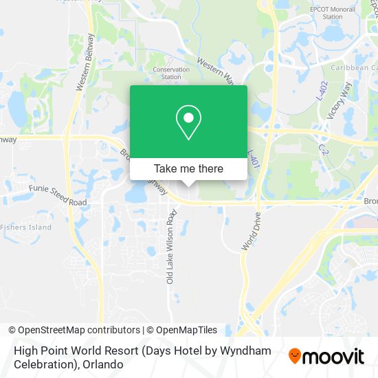 Mapa de High Point World Resort (Days Hotel by Wyndham Celebration)