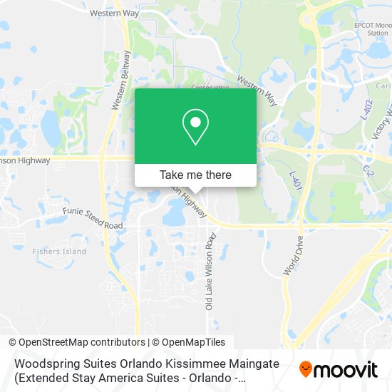 Woodspring Suites Orlando Kissimmee Maingate (Extended Stay America Suites - Orlando - Kissimmee) map