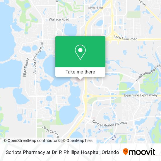 Mapa de Scripts Pharmacy at Dr. P. Phillips Hospital