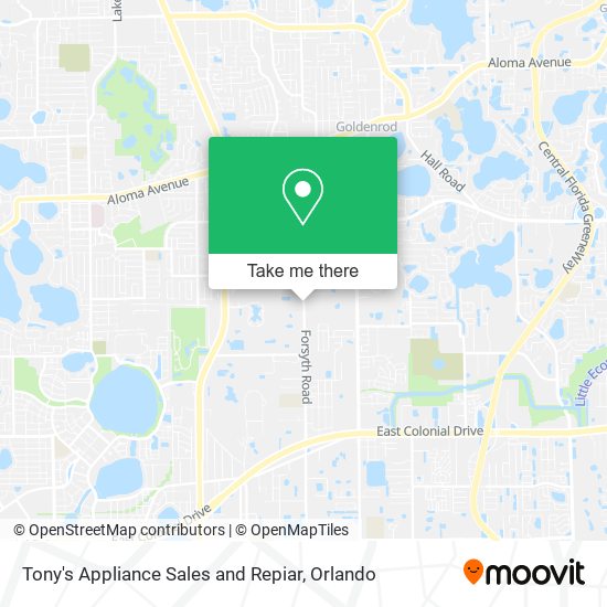Mapa de Tony's Appliance Sales and Repiar