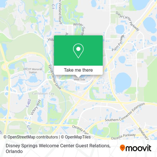 Disney Springs Welcome Center Guest Relations map