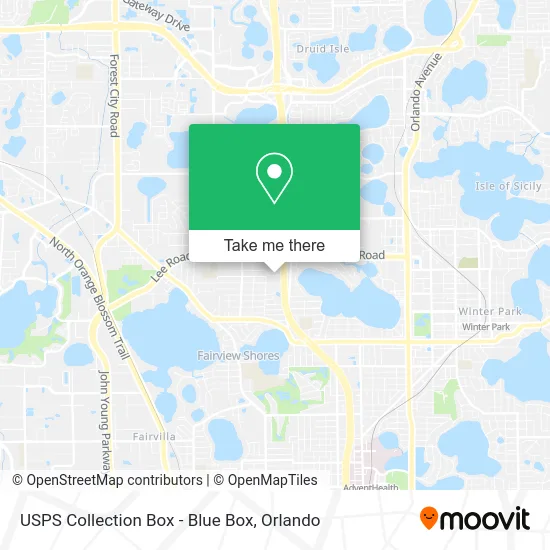 Mapa de USPS Collection Box - Blue Box