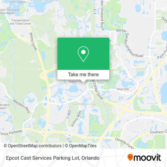 Mapa de Epcot Cast Services Parking Lot