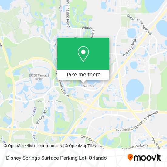 Mapa de Disney Springs Surface Parking Lot