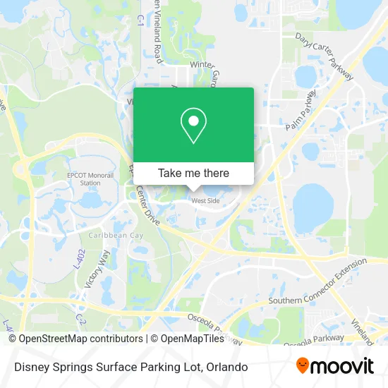 Disney Springs Surface Parking Lot map