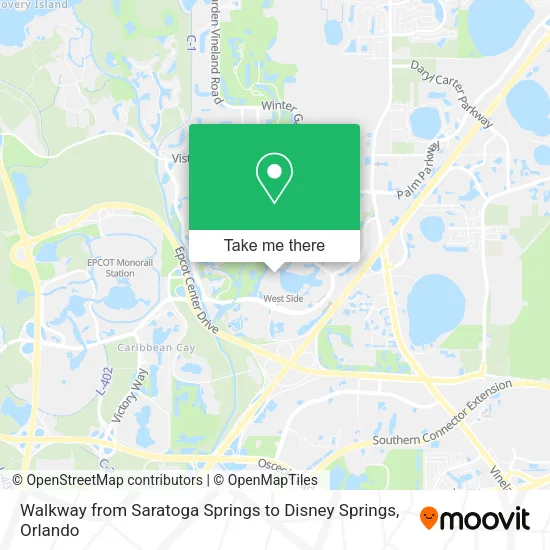 Walkway from Saratoga Springs to Disney Springs map