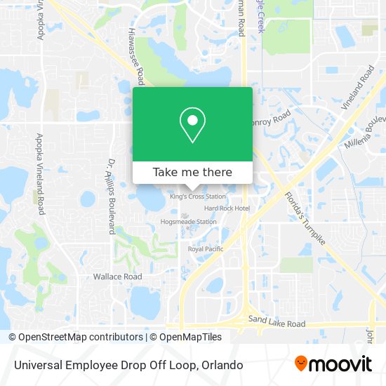 Mapa de Universal Employee Drop Off Loop
