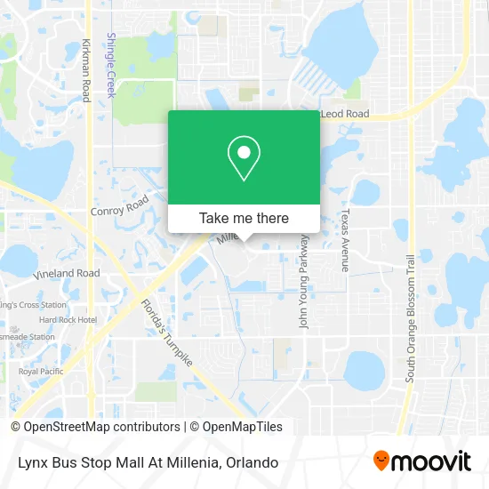 Lynx Bus Stop Mall At Millenia map