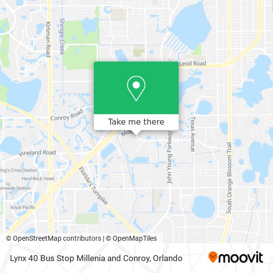Lynx 40 Bus Stop Millenia and Conroy map