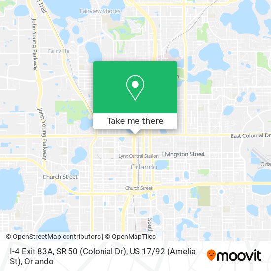 Mapa de I-4 Exit 83A, SR 50 (Colonial Dr), US 17 / 92 (Amelia St)