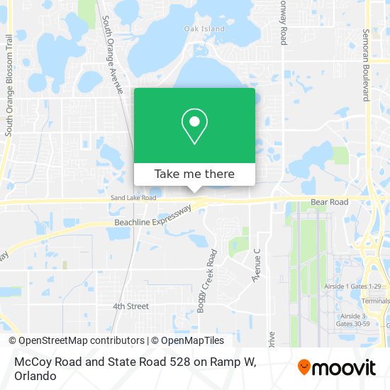 McCoy Road and State Road 528 on Ramp W map