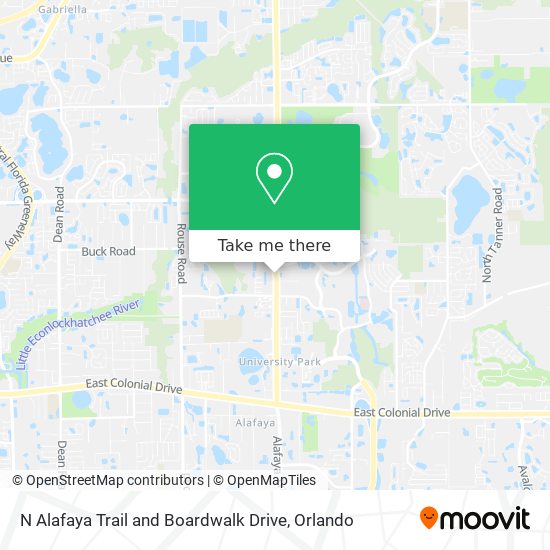 N Alafaya Trail and Boardwalk Drive map