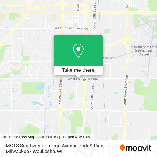 MCTS Southwest College Avenue Park & Ride map