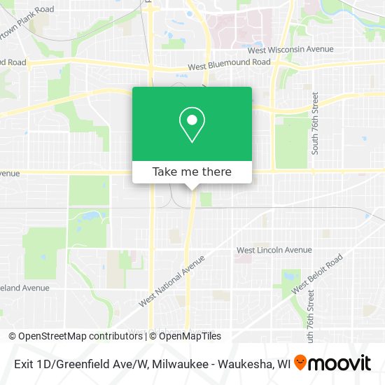 Exit 1D/Greenfield Ave/W map