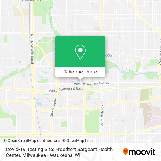 Covid-19 Testing Site: Froedtert Sargeant Health Center map