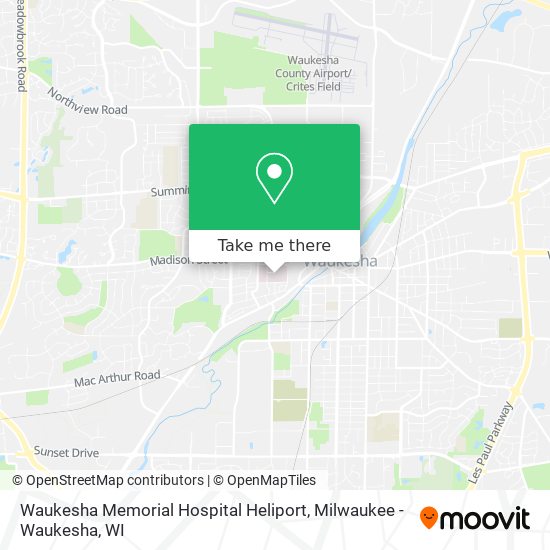 Waukesha Memorial Hospital Heliport map