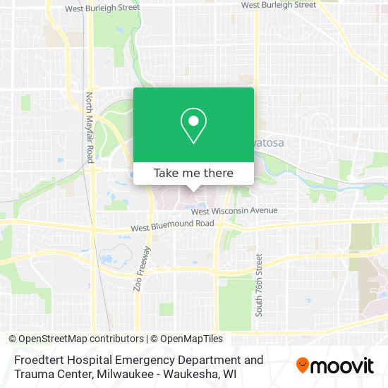 Froedtert Hospital Emergency Department and Trauma Center map