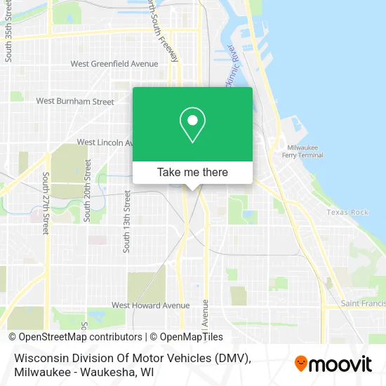 Mapa de Wisconsin Division Of Motor Vehicles (DMV)