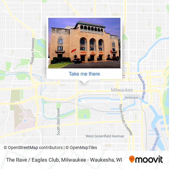 How to get to The Rave / Eagles Club in Milwaukee - Waukesha, WI by Bus?