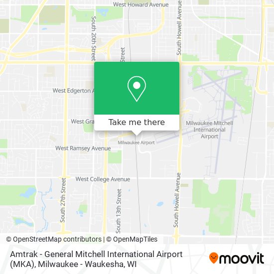 Mapa de Amtrak - General Mitchell International Airport (MKA)