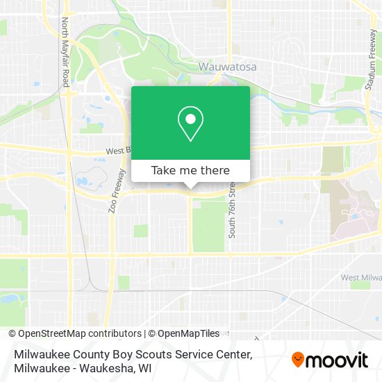 Milwaukee County Boy Scouts Service Center map