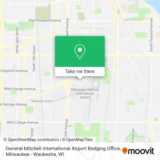 Mapa de General Mitchell International Airport Badging Office