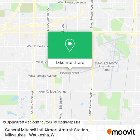 Mapa de General Mitchell Intl Airport Amtrak Station