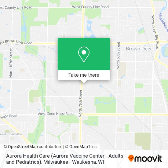 Aurora Health Care (Aurora Vaccine Center - Adults and Pediatrics) map