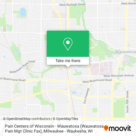 Mapa de Pain Centers of Wisconsin - Wauwatosa (Wauwatosa Pain Mgt Clinic Fax)