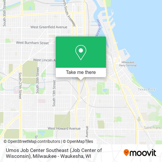 Mapa de Umos Job Center Southeast (Job Center of Wisconsin)