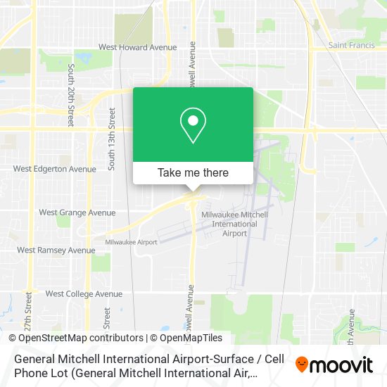 Mapa de General Mitchell International Airport-Surface / Cell Phone Lot